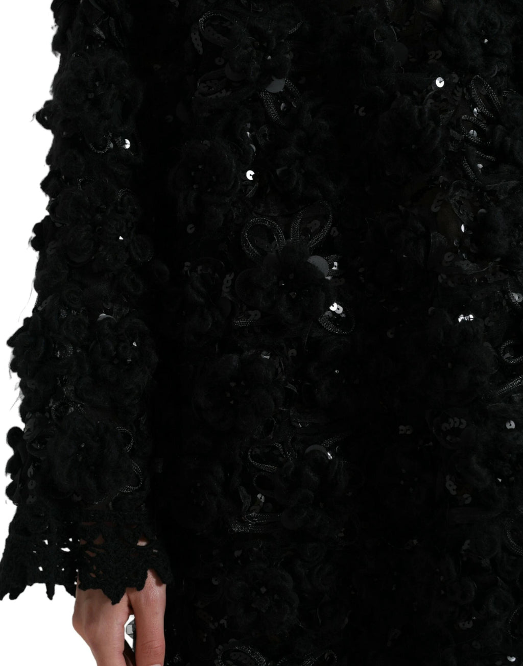 Dolce & Gabbana Black Sequined Embellished Pullover Sweater by Dolce & Gabbana