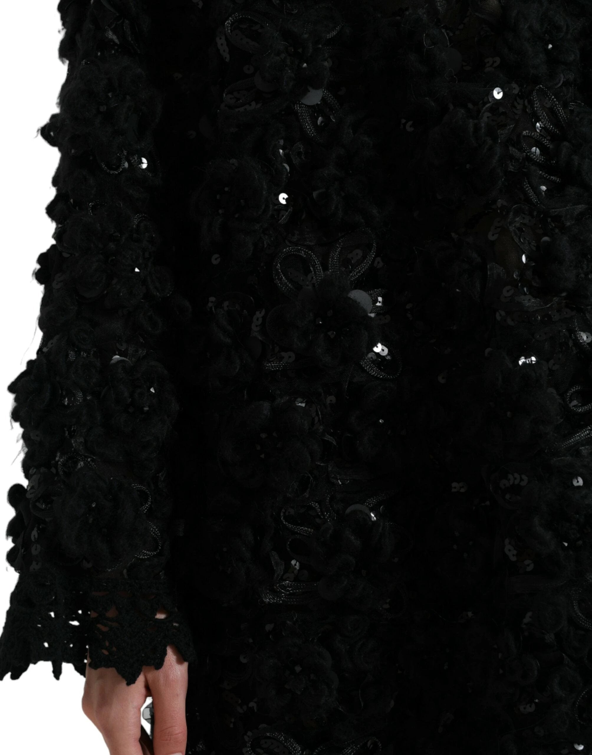 Dolce & Gabbana Black Sequined Embellished Pullover Sweater by Dolce & Gabbana