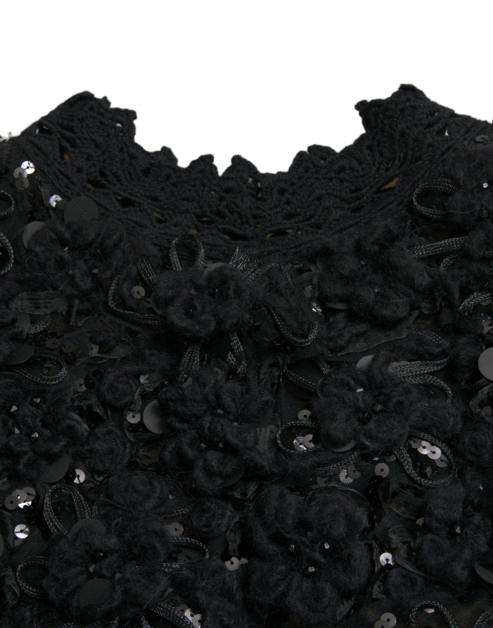Dolce & Gabbana Black Sequined Embellished Pullover Sweater by Dolce & Gabbana