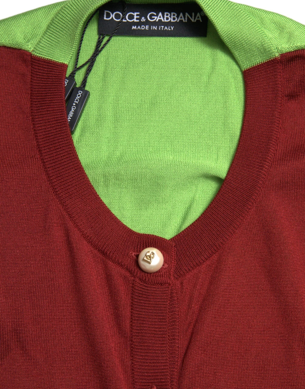 Dolce & Gabbana Multicolor Cardigan Color Block Silk Crewneck Sweater by Dolce & Gabbana