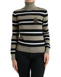Dolce & Gabbana Multicolor Stripes Logo Turtle Neck Pullover Sweater by Dolce & Gabbana