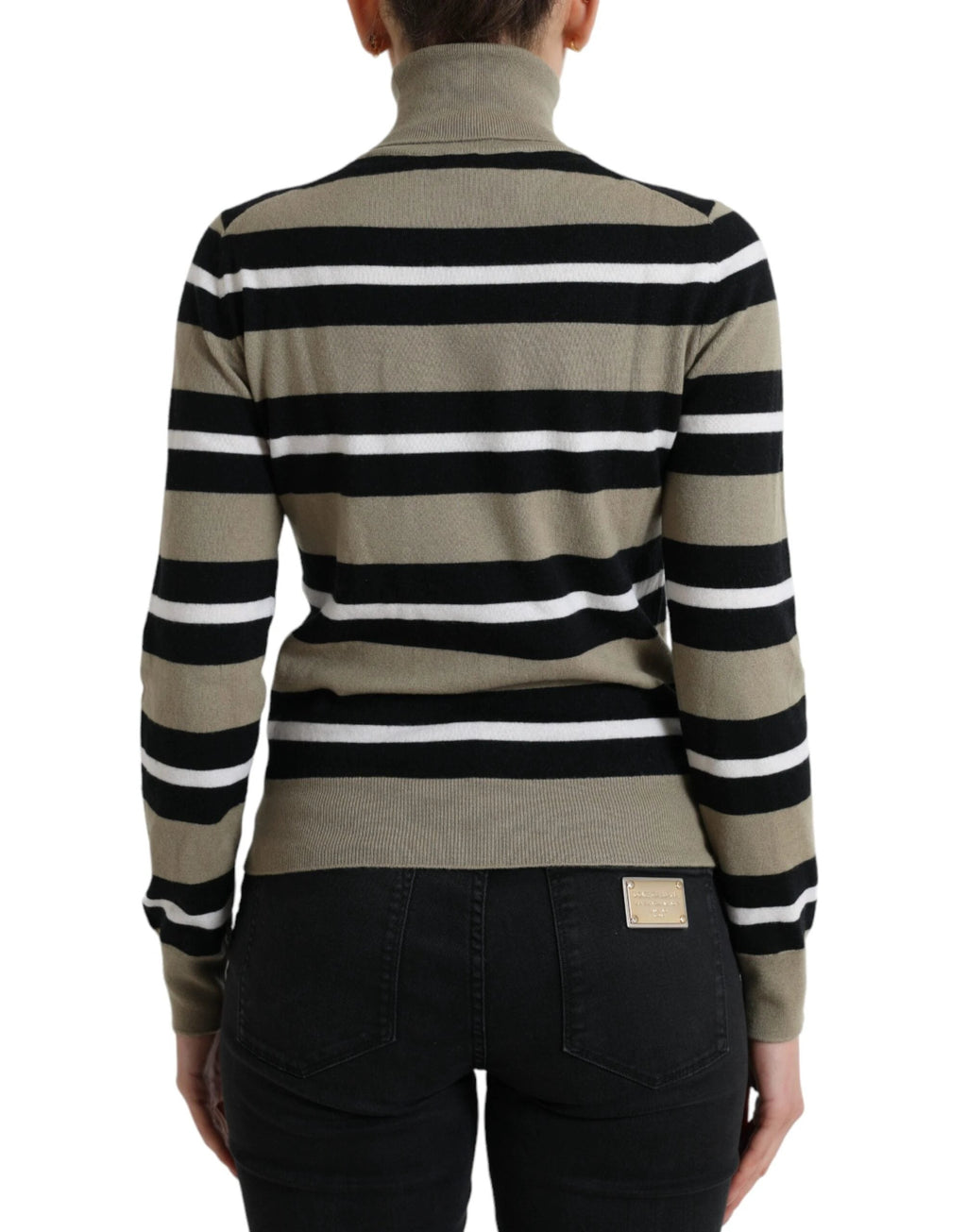 Dolce & Gabbana Multicolor Stripes Logo Turtle Neck Pullover Sweater by Dolce & Gabbana
