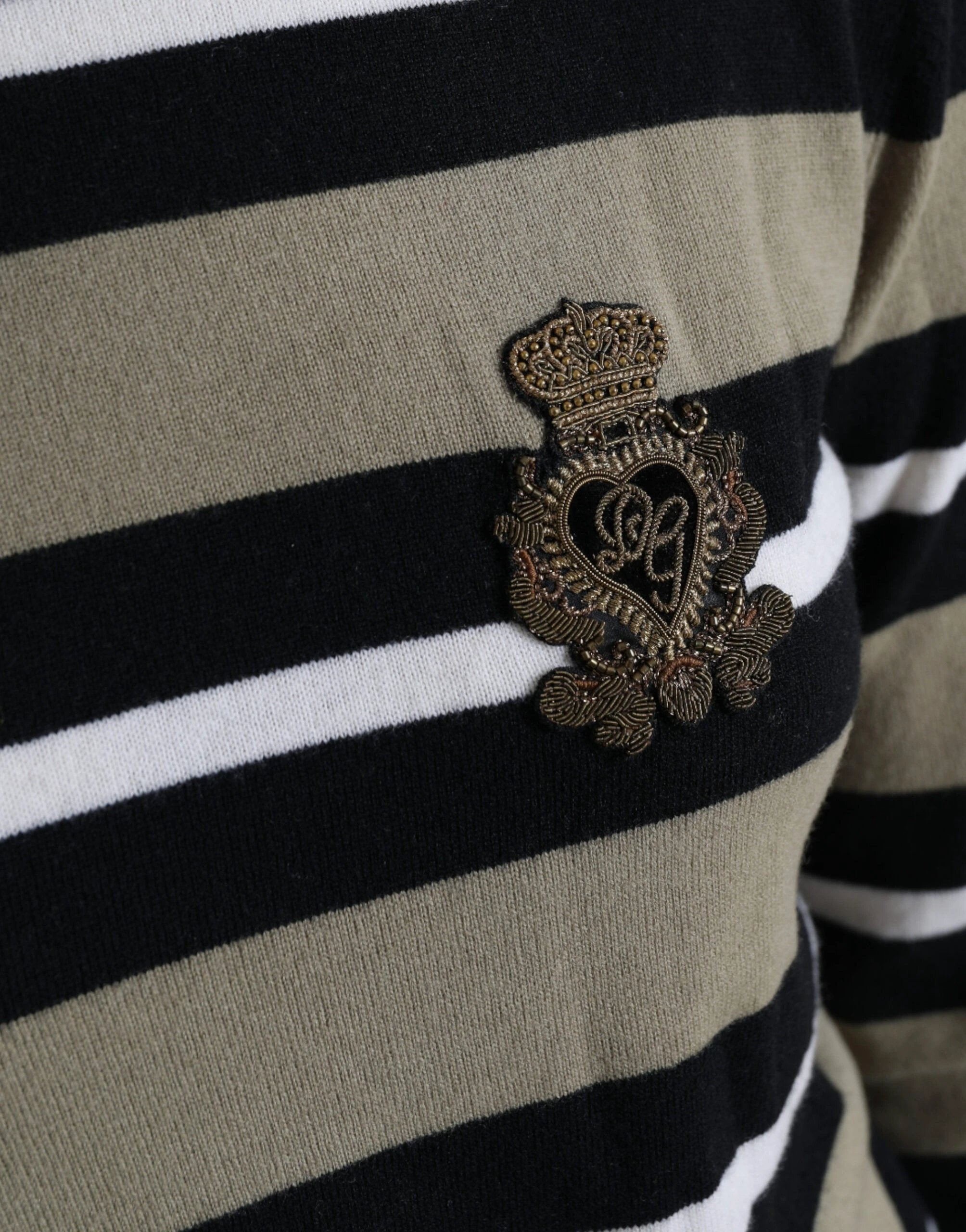 Dolce & Gabbana Multicolor Stripes Logo Turtle Neck Pullover Sweater by Dolce & Gabbana