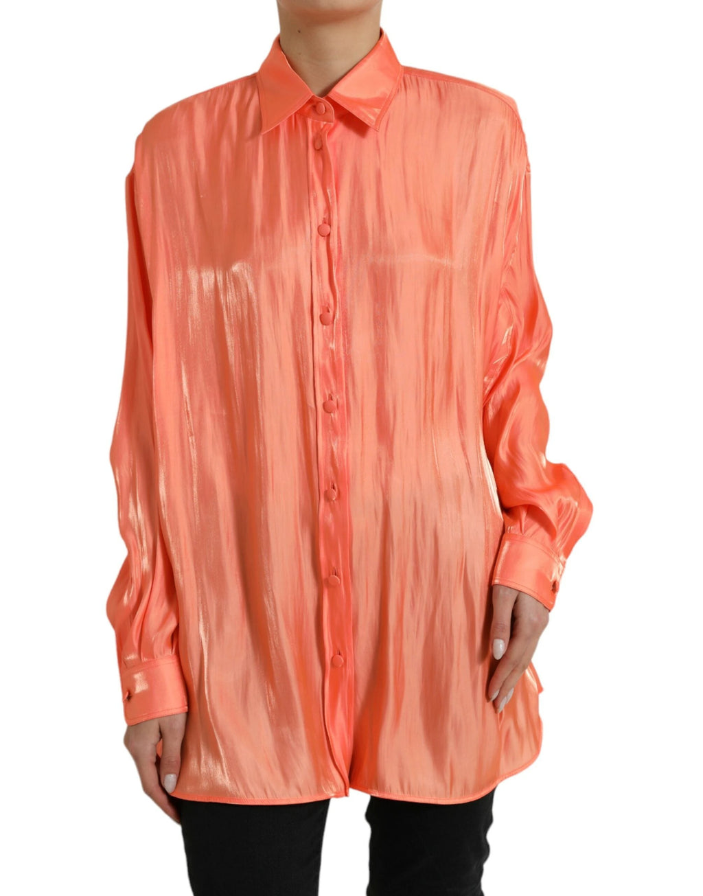 Dolce & Gabbana Peach Long Sleeve Button Down Blouse Top by Dolce & Gabbana