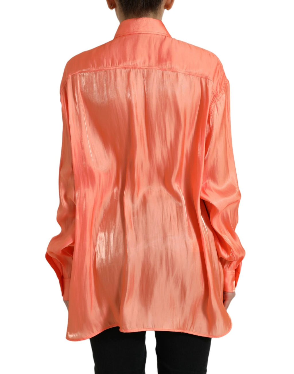 Dolce & Gabbana Peach Long Sleeve Button Down Blouse Top by Dolce & Gabbana