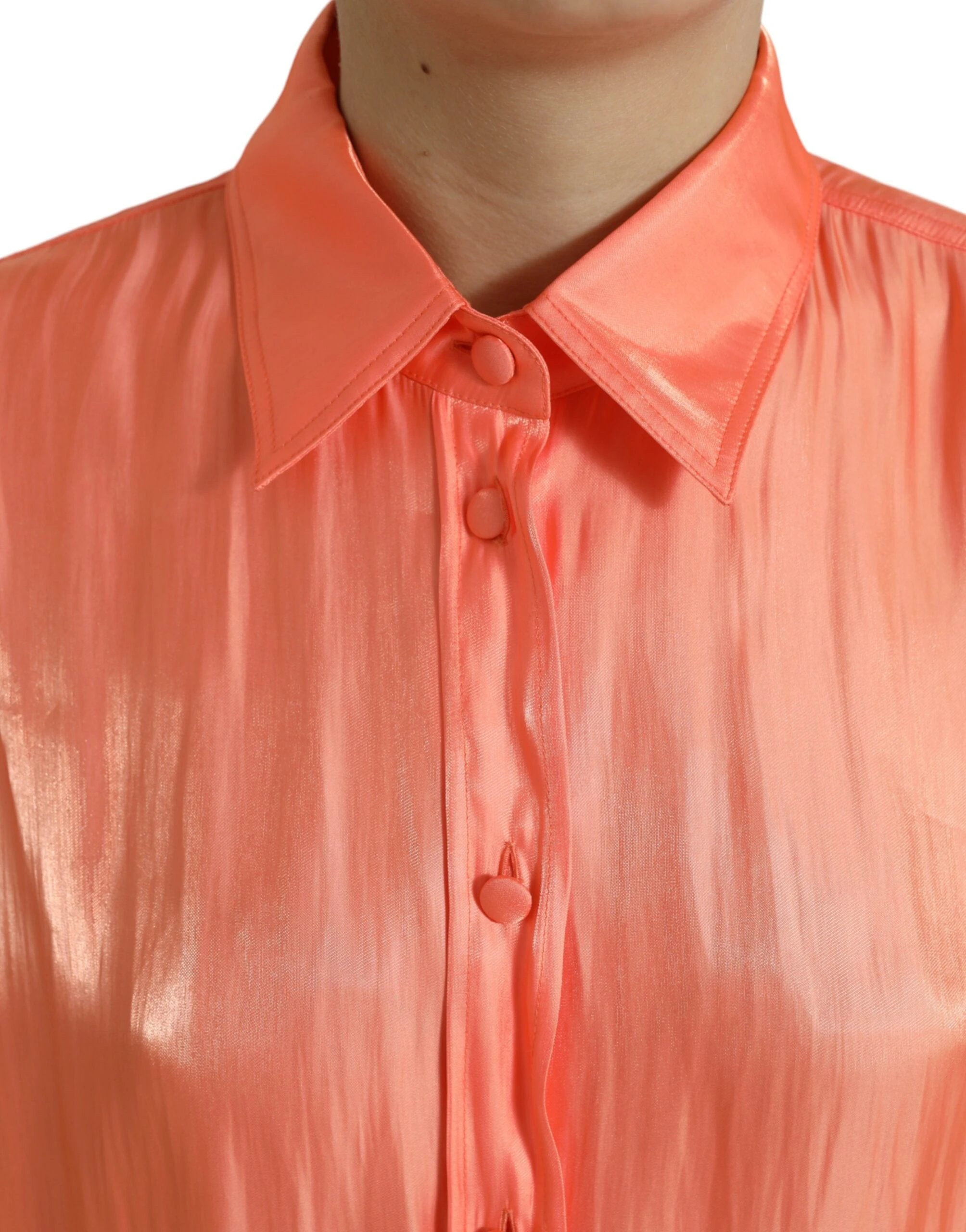 Dolce & Gabbana Peach Long Sleeve Button Down Blouse Top by Dolce & Gabbana