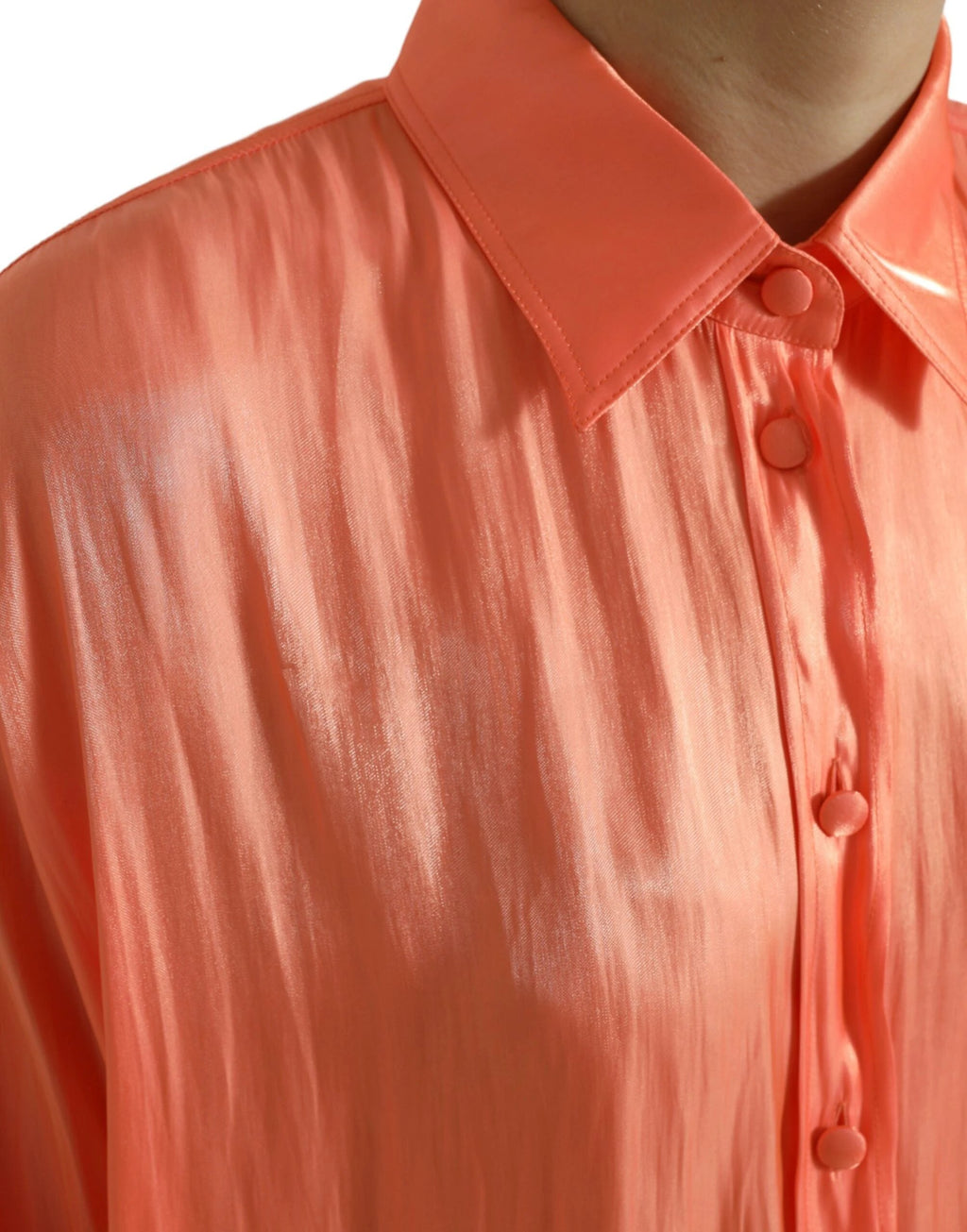 Dolce & Gabbana Peach Long Sleeve Button Down Blouse Top by Dolce & Gabbana