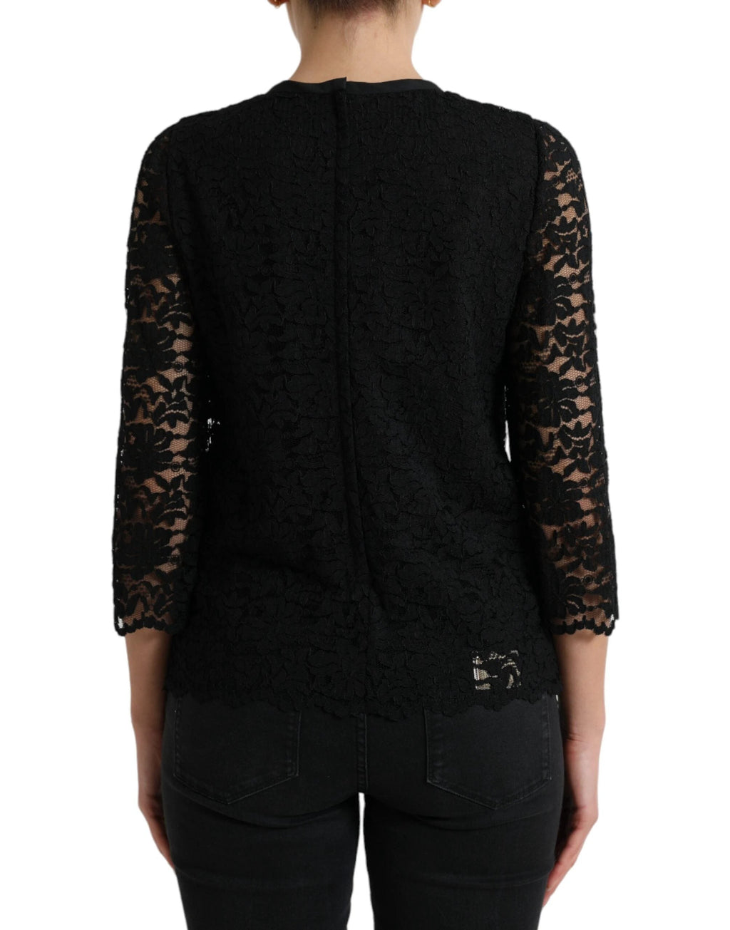 Dolce & Gabbana Black STAFF Blouse Floral Lace Nylon Top by Dolce & Gabbana