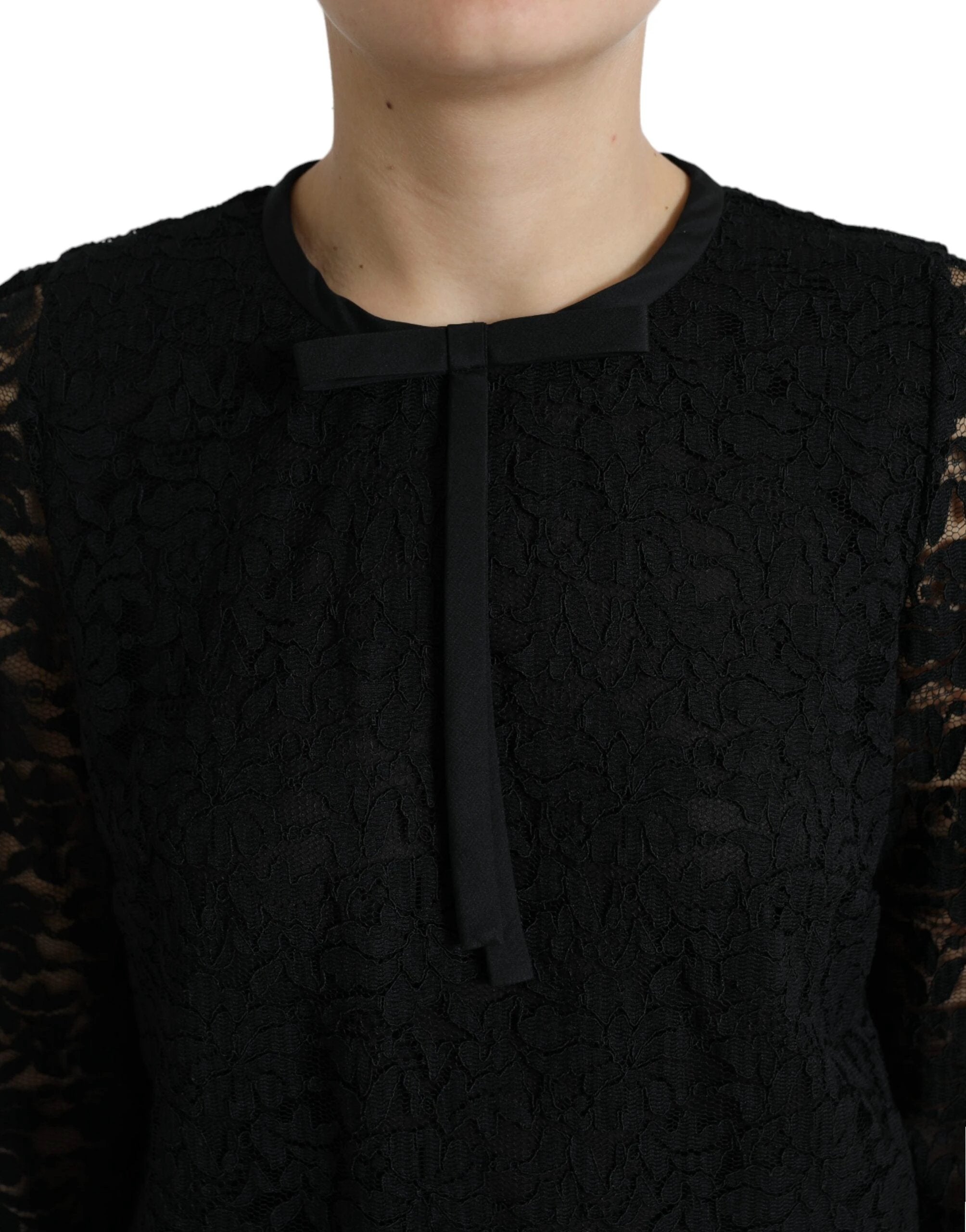 Dolce & Gabbana Black STAFF Blouse Floral Lace Nylon Top by Dolce & Gabbana
