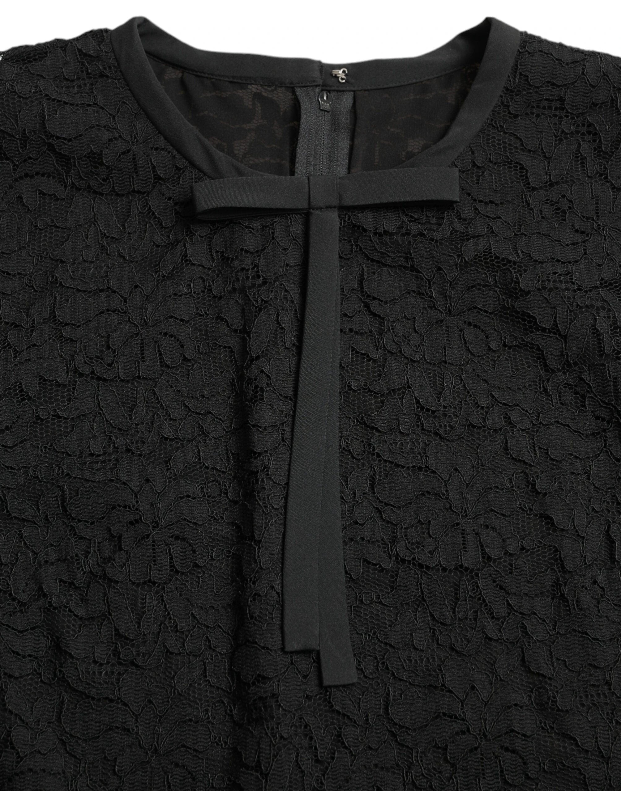 Dolce & Gabbana Black STAFF Blouse Floral Lace Nylon Top by Dolce & Gabbana