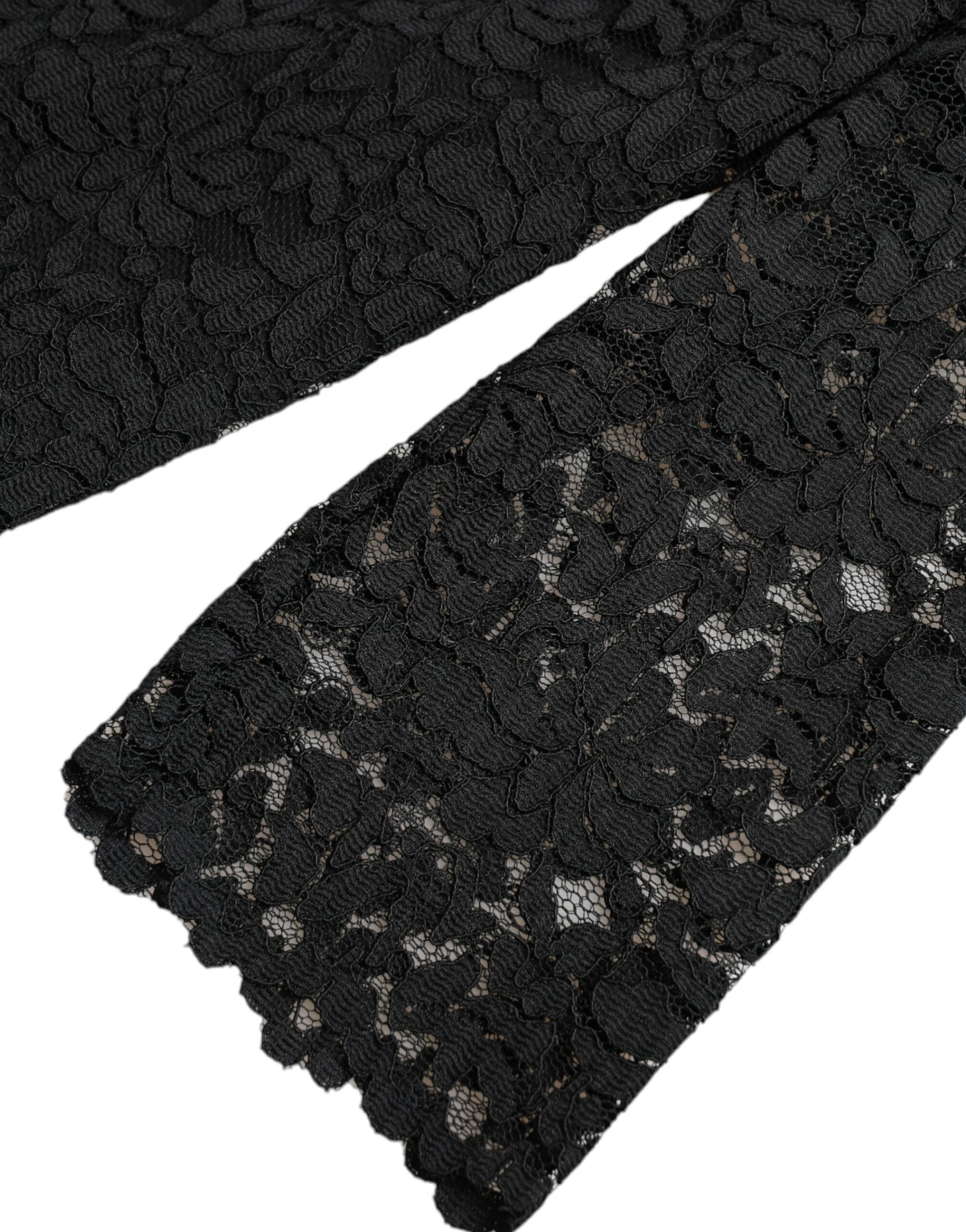 Dolce & Gabbana Black STAFF Blouse Floral Lace Nylon Top by Dolce & Gabbana