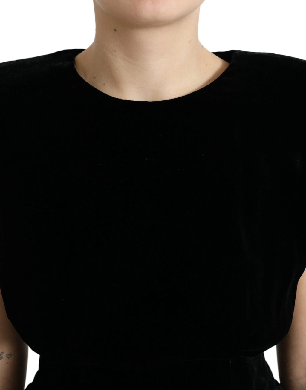 Dolce & Gabbana Black Velvet Fitted Padded Shoulder Blouse Top by Dolce & Gabbana