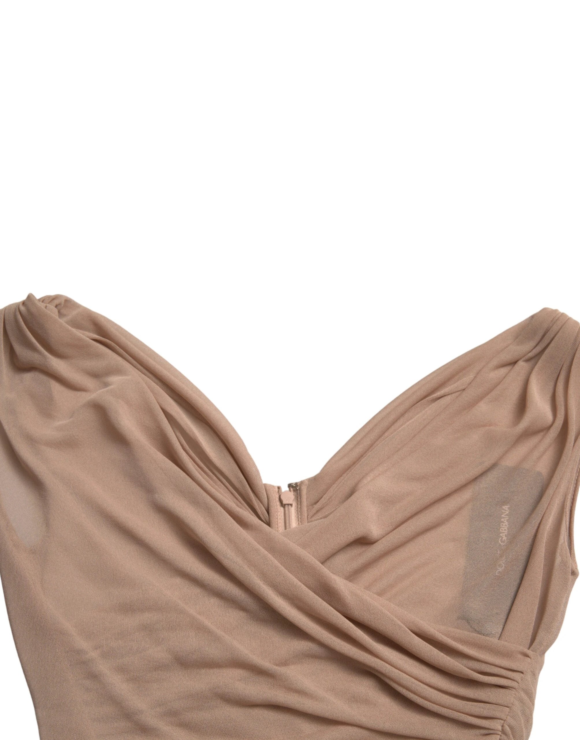 Dolce & Gabbana Beige Viscose V-neck Sleeveless Tank Top by Dolce & Gabbana