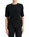 Dolce & Gabbana Black Silk Round Neck Short Sleeve Blouse Top by Dolce & Gabbana