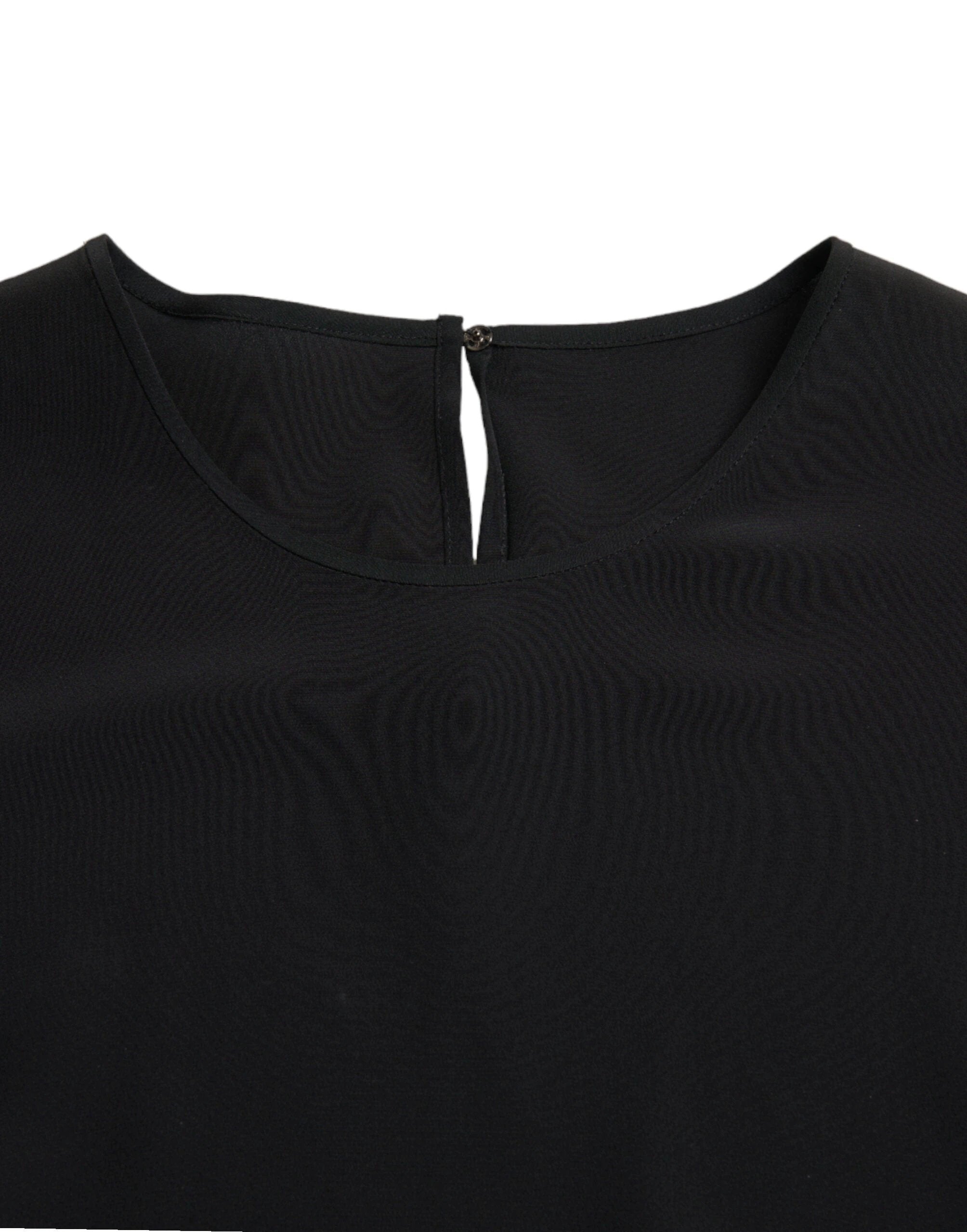 Dolce & Gabbana Black Silk Round Neck Short Sleeve Blouse Top by Dolce & Gabbana