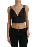 Dolce & Gabbana Brown Viscose Plunging V-neck Cropped Tank Top by Dolce & Gabbana