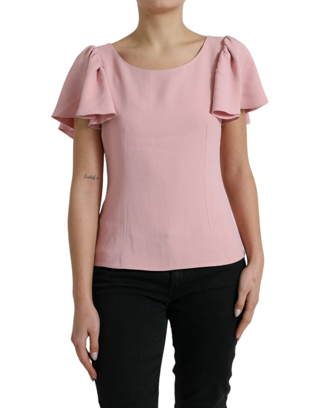 Dolce & Gabbana Pink Short Sleeves Round Neck Blouse Top by Dolce & Gabbana
