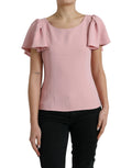 Dolce & Gabbana Pink Short Sleeves Round Neck Blouse Top by Dolce & Gabbana