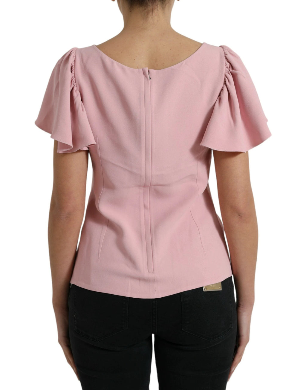 Dolce & Gabbana Pink Short Sleeves Round Neck Blouse Top by Dolce & Gabbana
