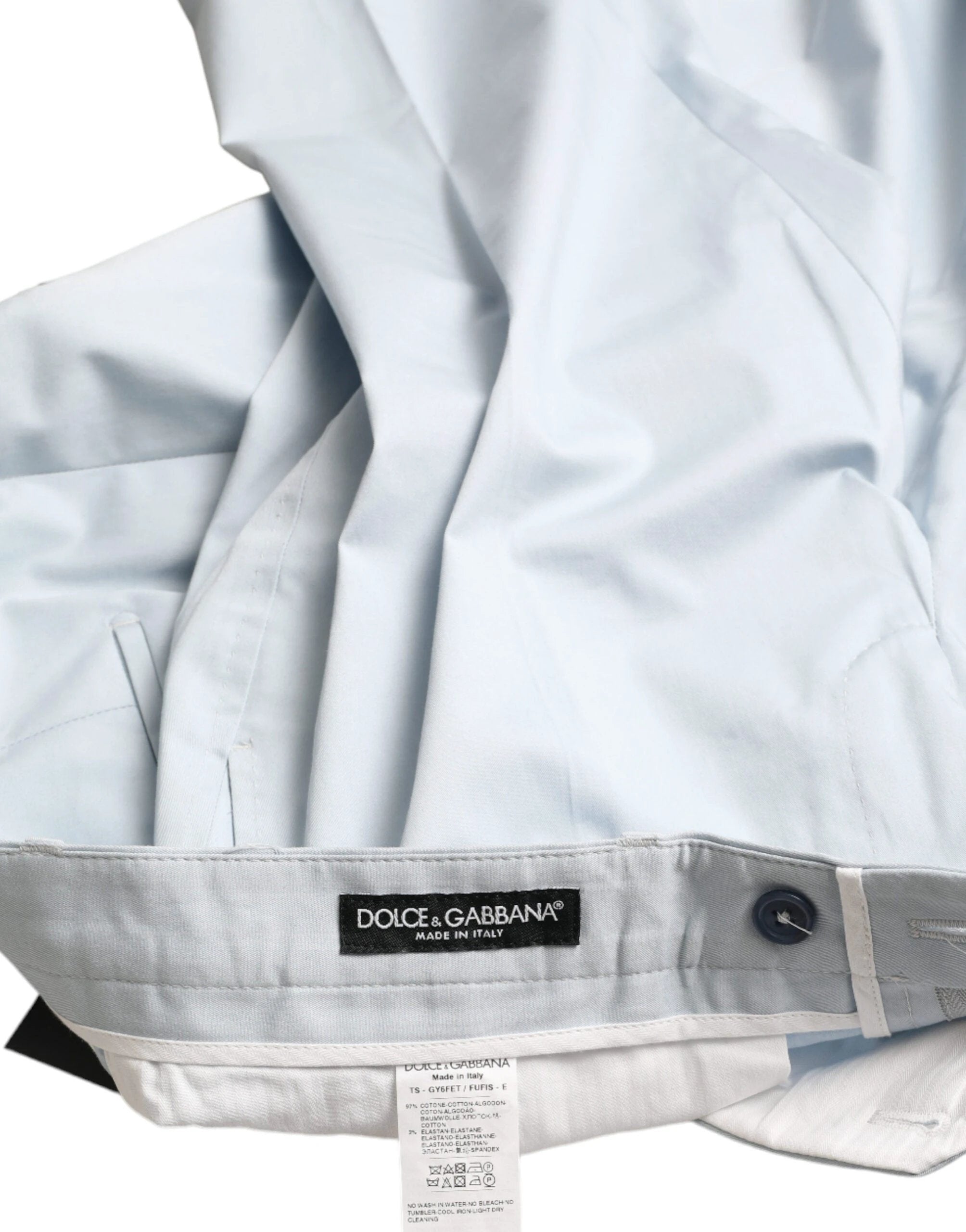 Dolce & Gabbana Sky Blue Cotton Stretch Skinny Pants by Dolce & Gabbana