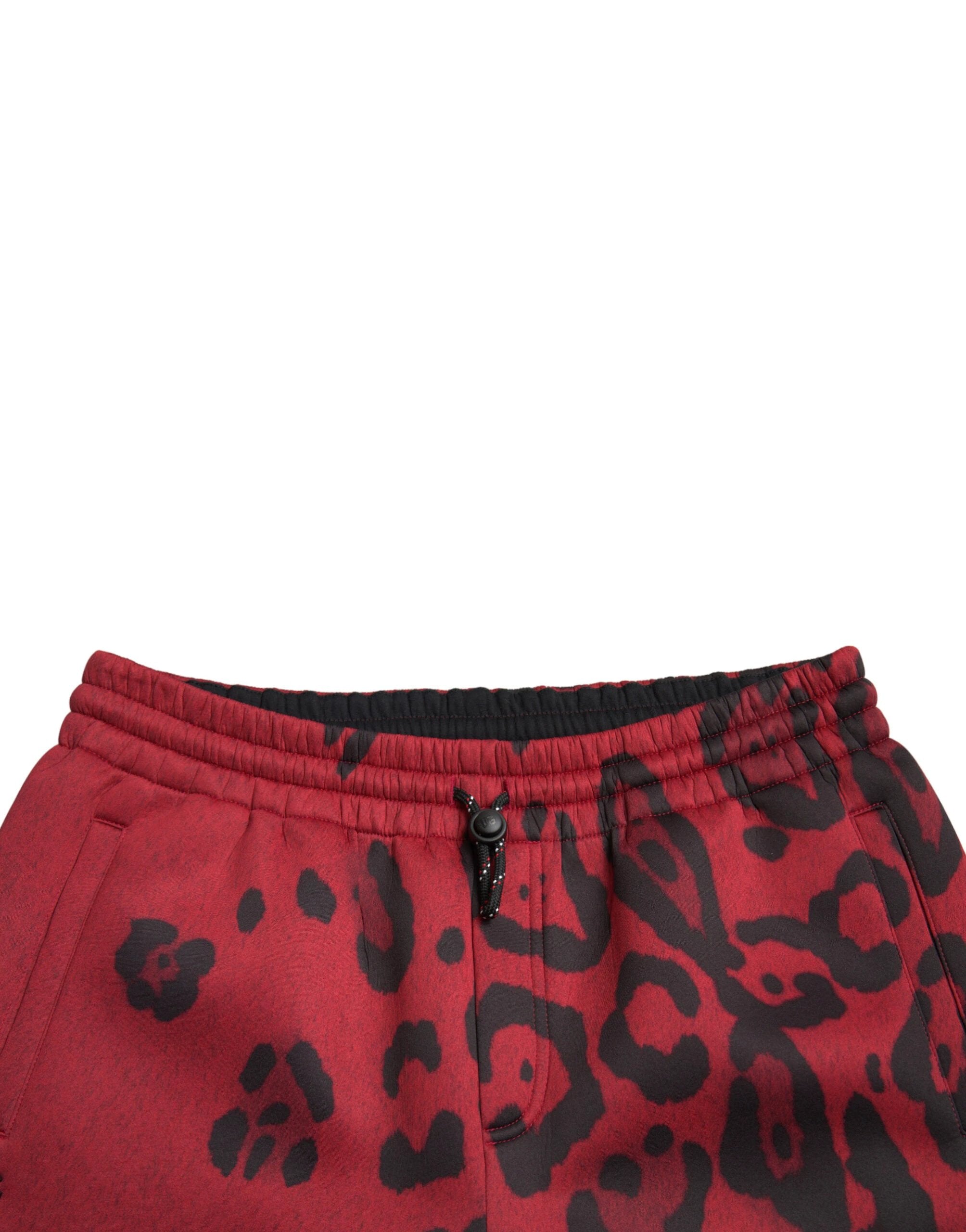 Dolce & Gabbana Red Black Leopard Stretch Jogger Pants by Dolce & Gabbana