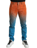 Dolce & Gabbana Multicolor Ombre Cotton Slim Fit Denim Jeans by Dolce & Gabbana