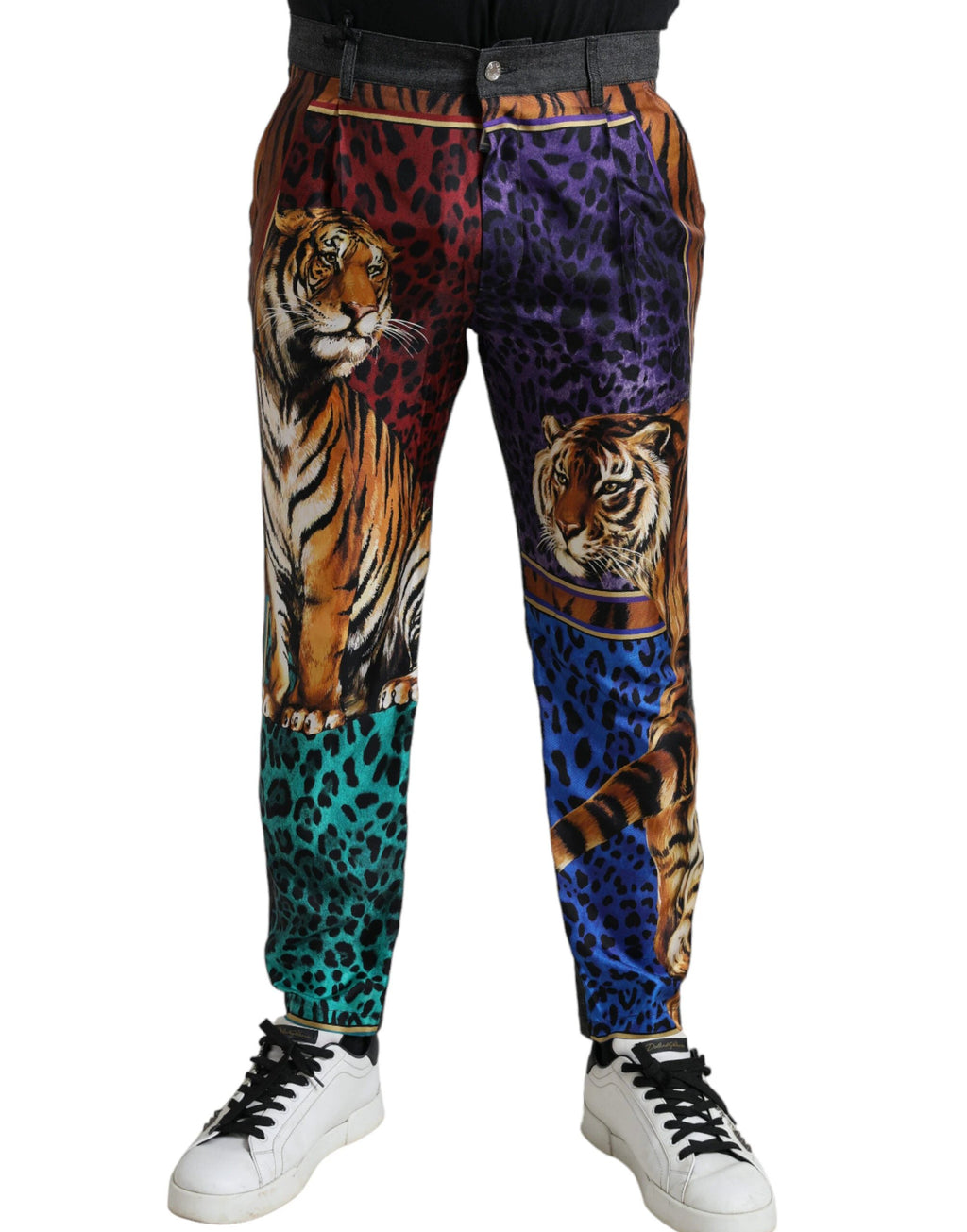 Dolce & Gabbana Multicolor Tiger Cotton Loose Denim Jeans by Dolce & Gabbana