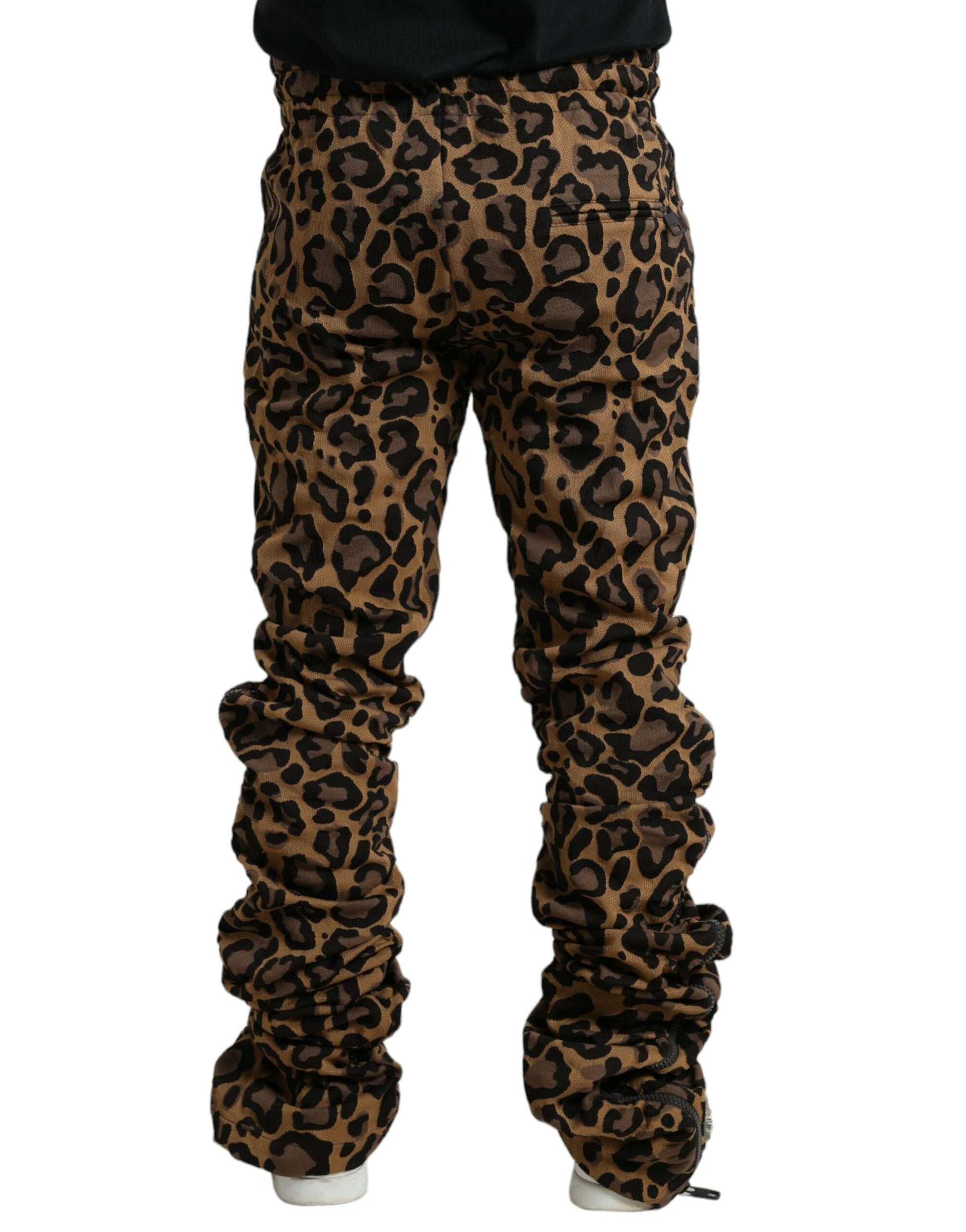 Dolce & Gabbana Brown Leopard Jacquard Jogger Pants by Dolce & Gabbana