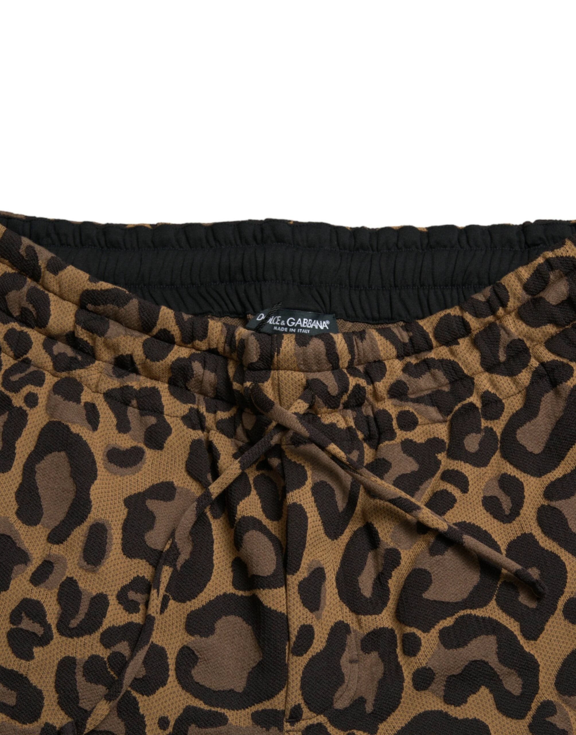 Dolce & Gabbana Brown Leopard Jacquard Jogger Pants by Dolce & Gabbana