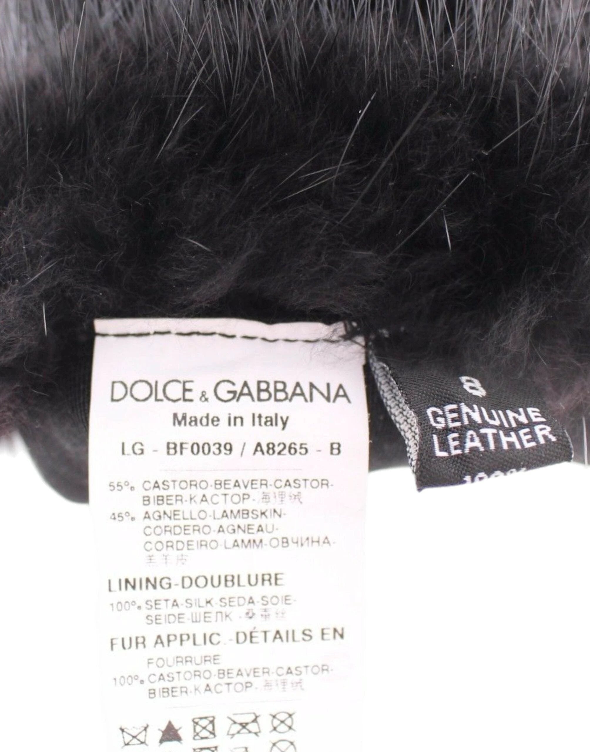 Dolce & Gabbana Black Beaver Fur Lambskin Leather Elbow Gloves by Dolce & Gabbana