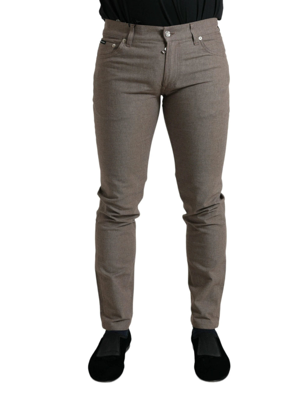 Dolce & Gabbana Brown Cotton Stretch Skinny Men Pants by Dolce & Gabbana