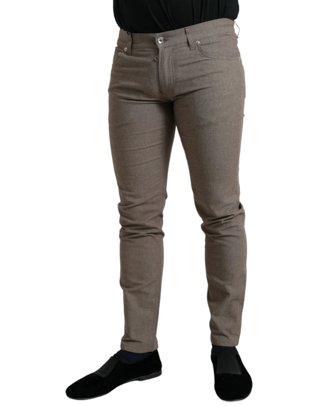 Dolce & Gabbana Brown Cotton Stretch Skinny Men Pants by Dolce & Gabbana