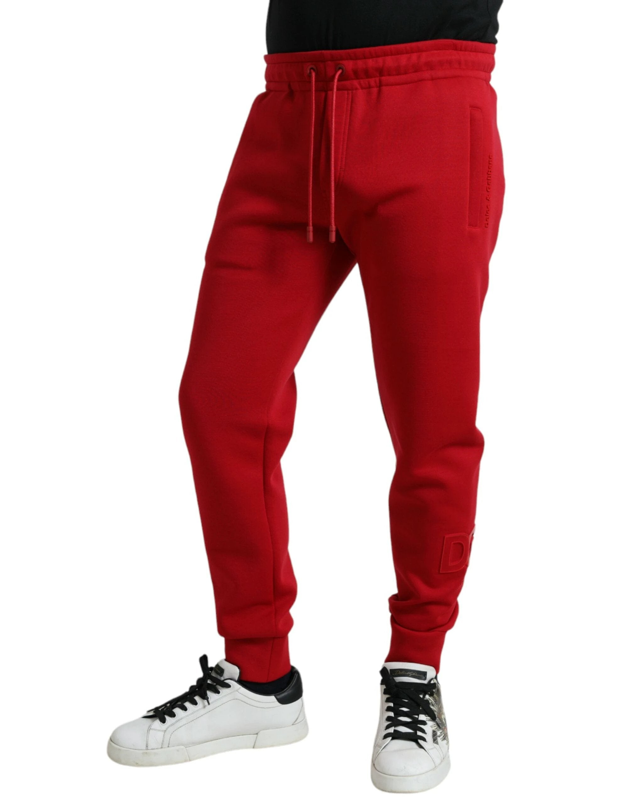 Dolce & Gabbana Red Cotton Blend Skinny Jogger Pants by Dolce & Gabbana