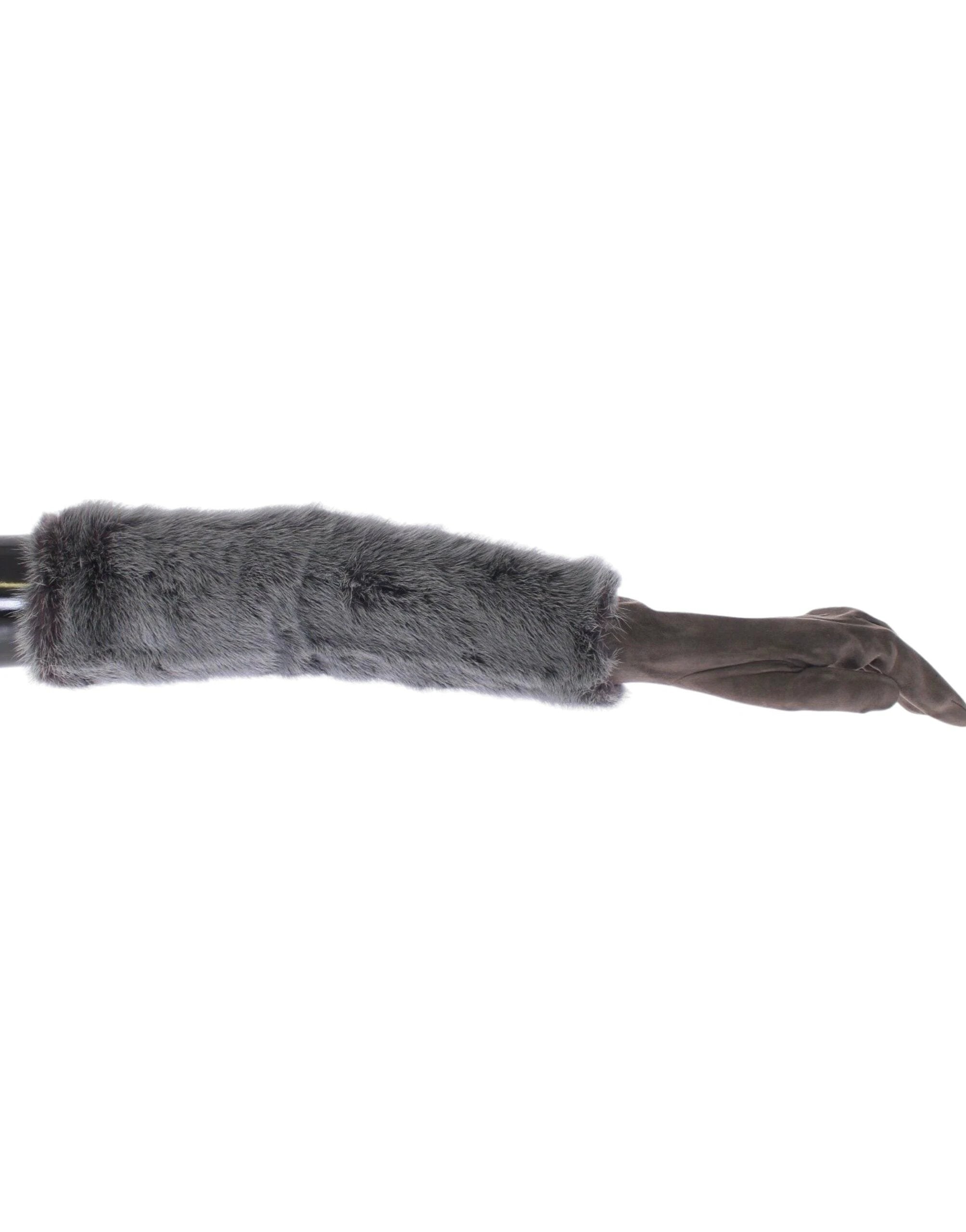 Dolce & Gabbana Gray Mink Fur Lambskin Suede Leather Gloves by Dolce & Gabbana