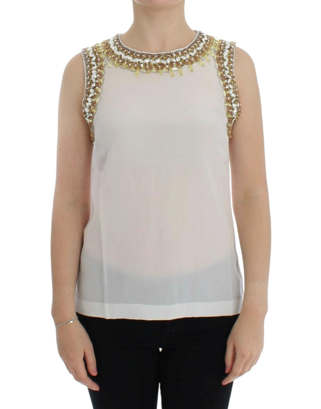 Dolce & Gabbana White crystal embellished tank top by Dolce & Gabbana