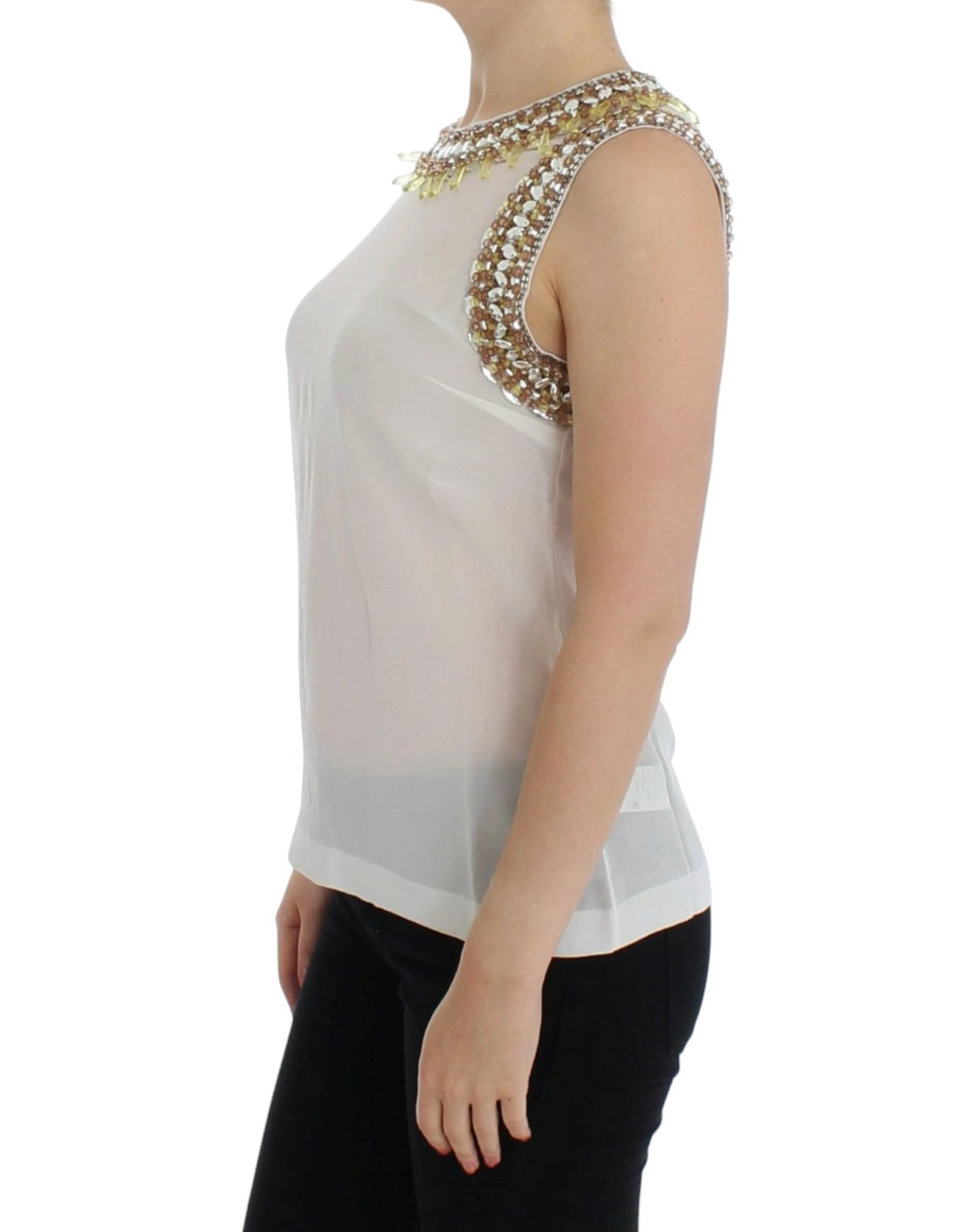 Dolce & Gabbana White crystal embellished tank top by Dolce & Gabbana