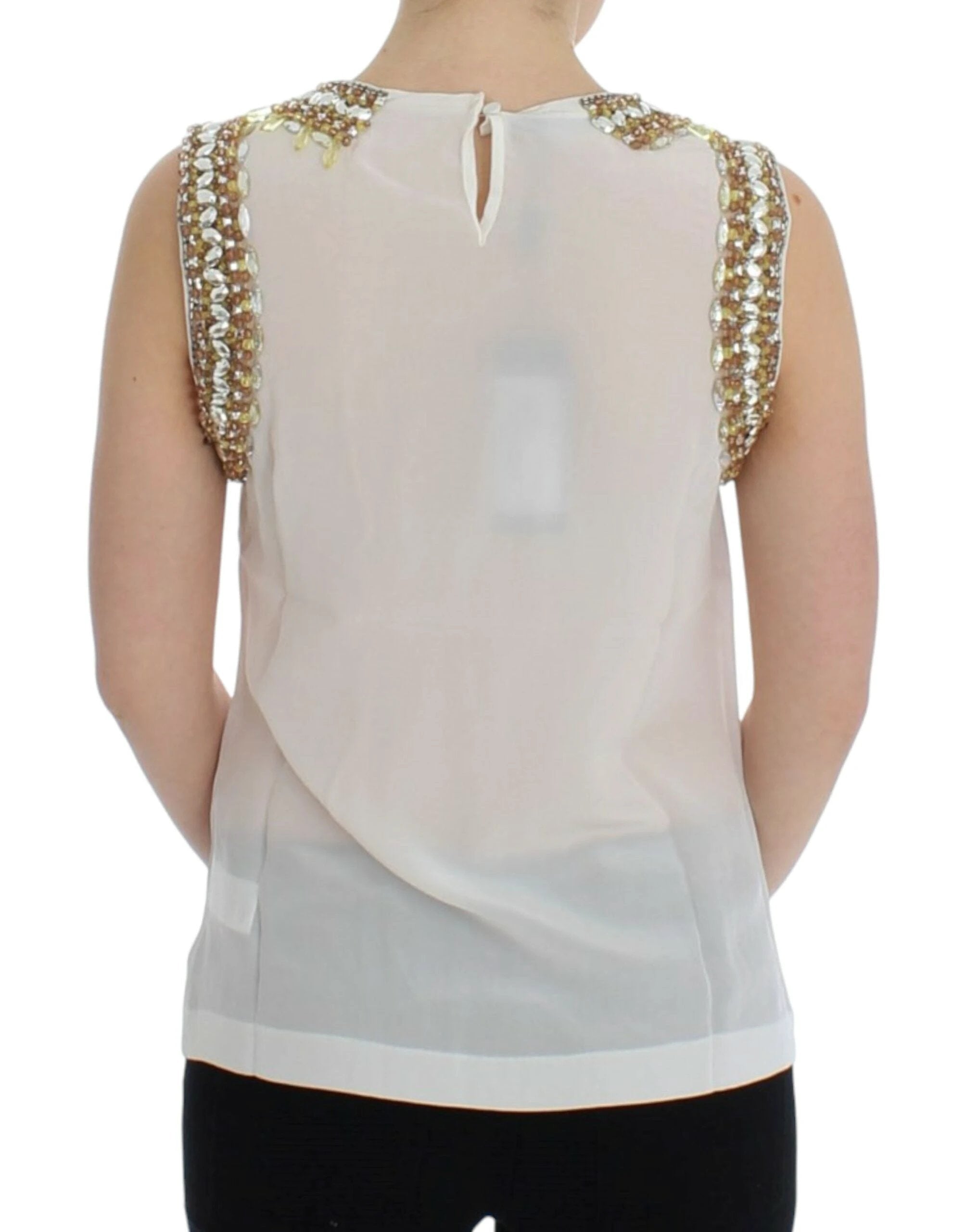 Dolce & Gabbana White crystal embellished tank top by Dolce & Gabbana