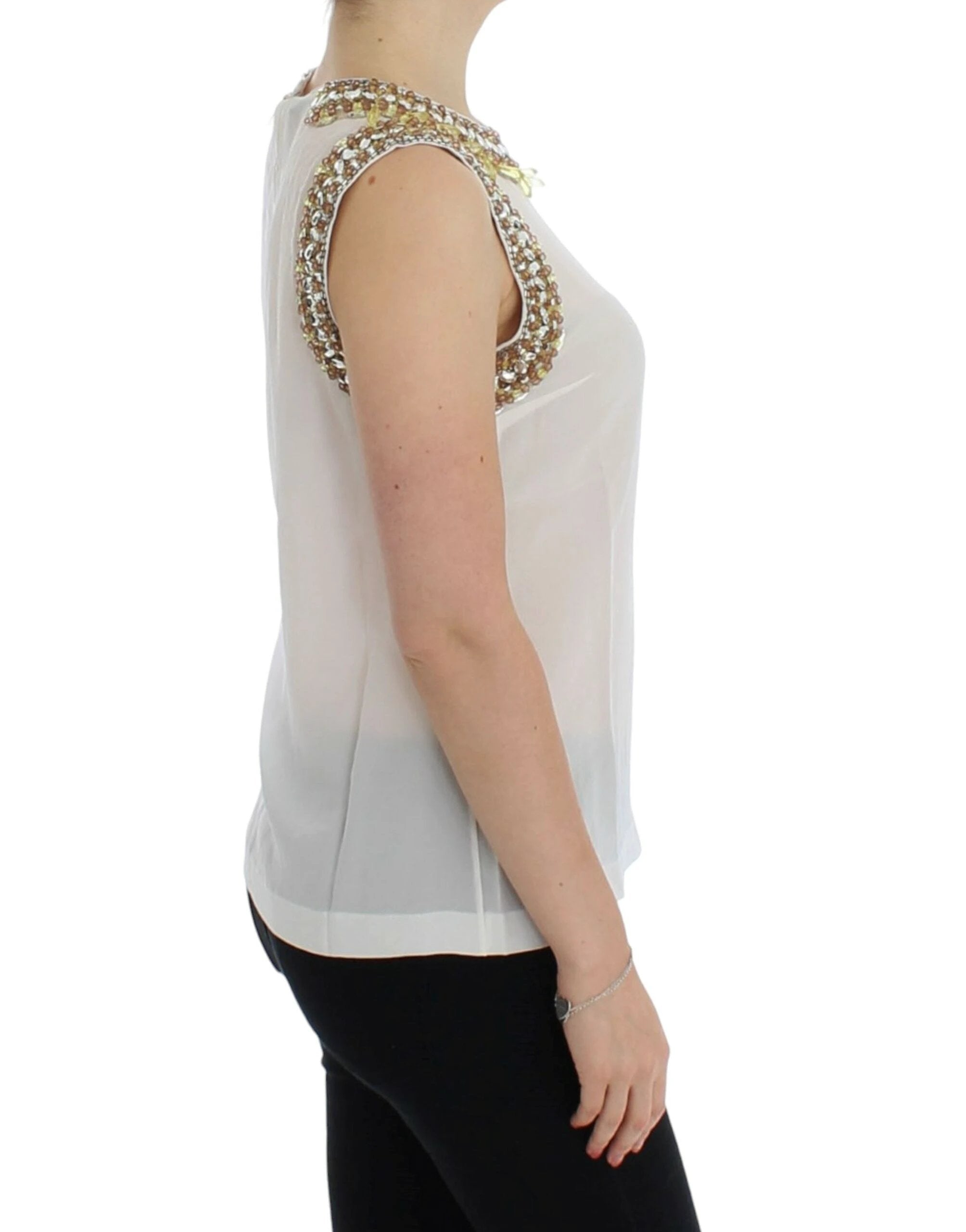 Dolce & Gabbana White crystal embellished tank top by Dolce & Gabbana