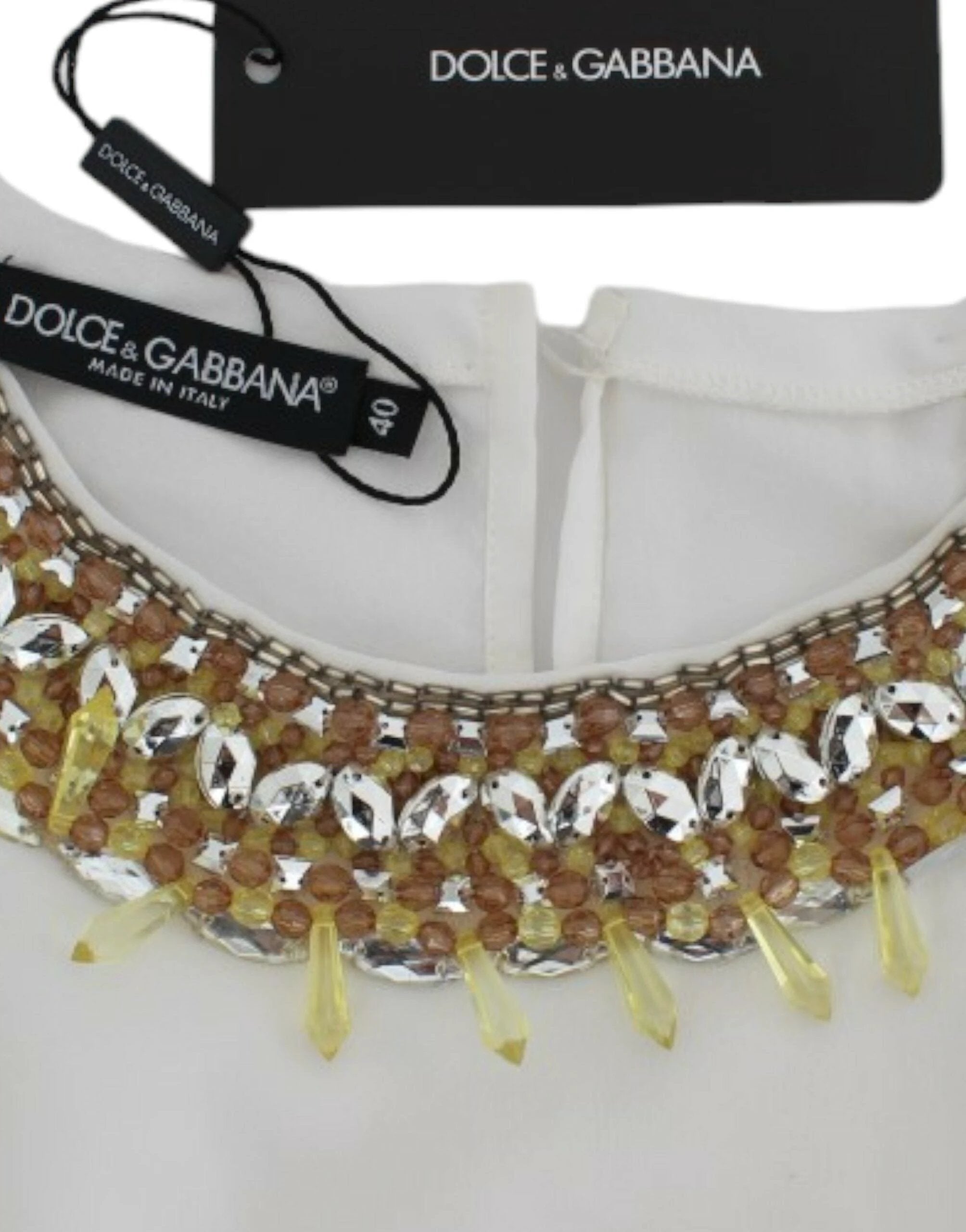 Dolce & Gabbana White crystal embellished tank top by Dolce & Gabbana