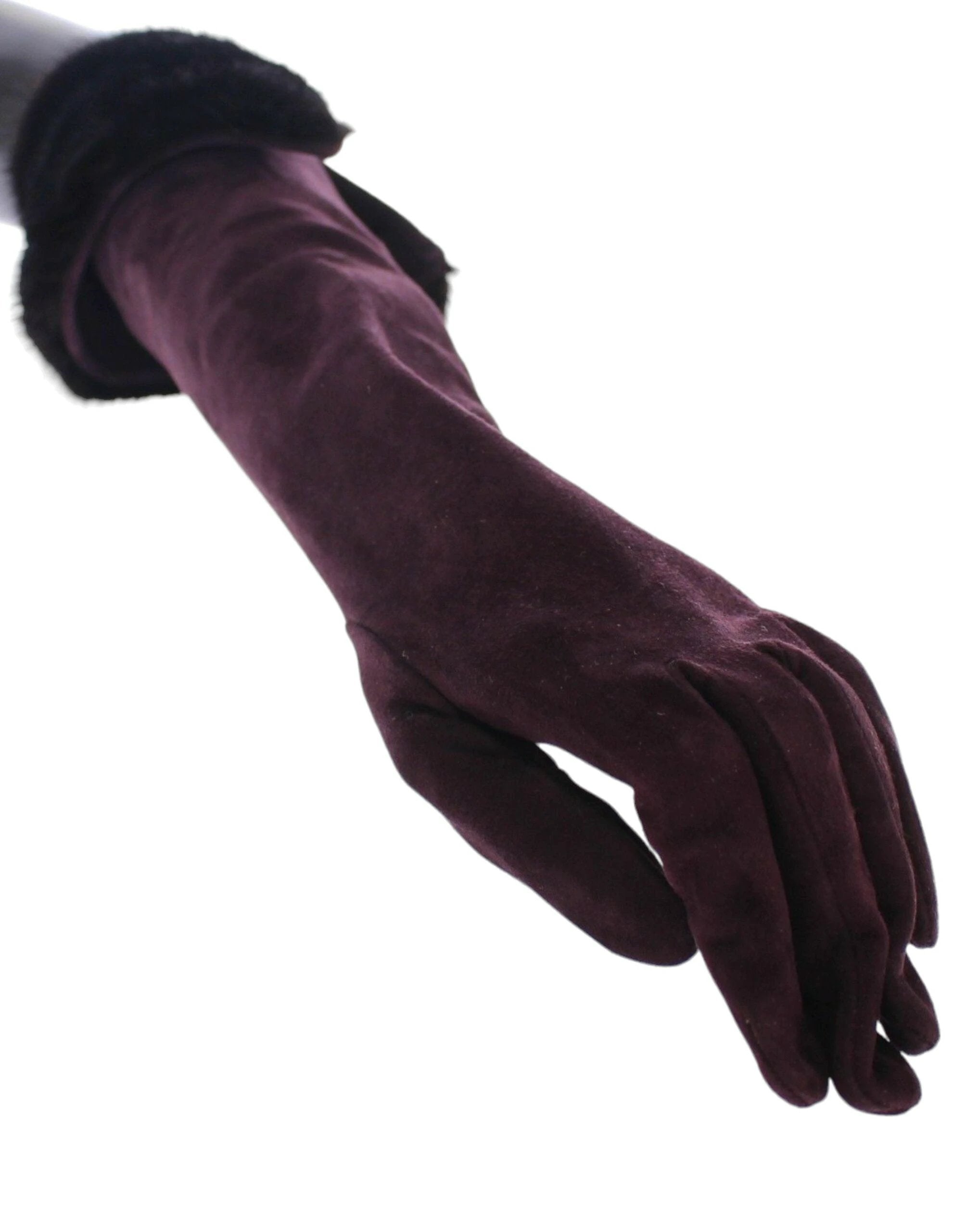Dolce & Gabbana Purple Mink Fur Goatskin Suede Leather Gloves by Dolce & Gabbana