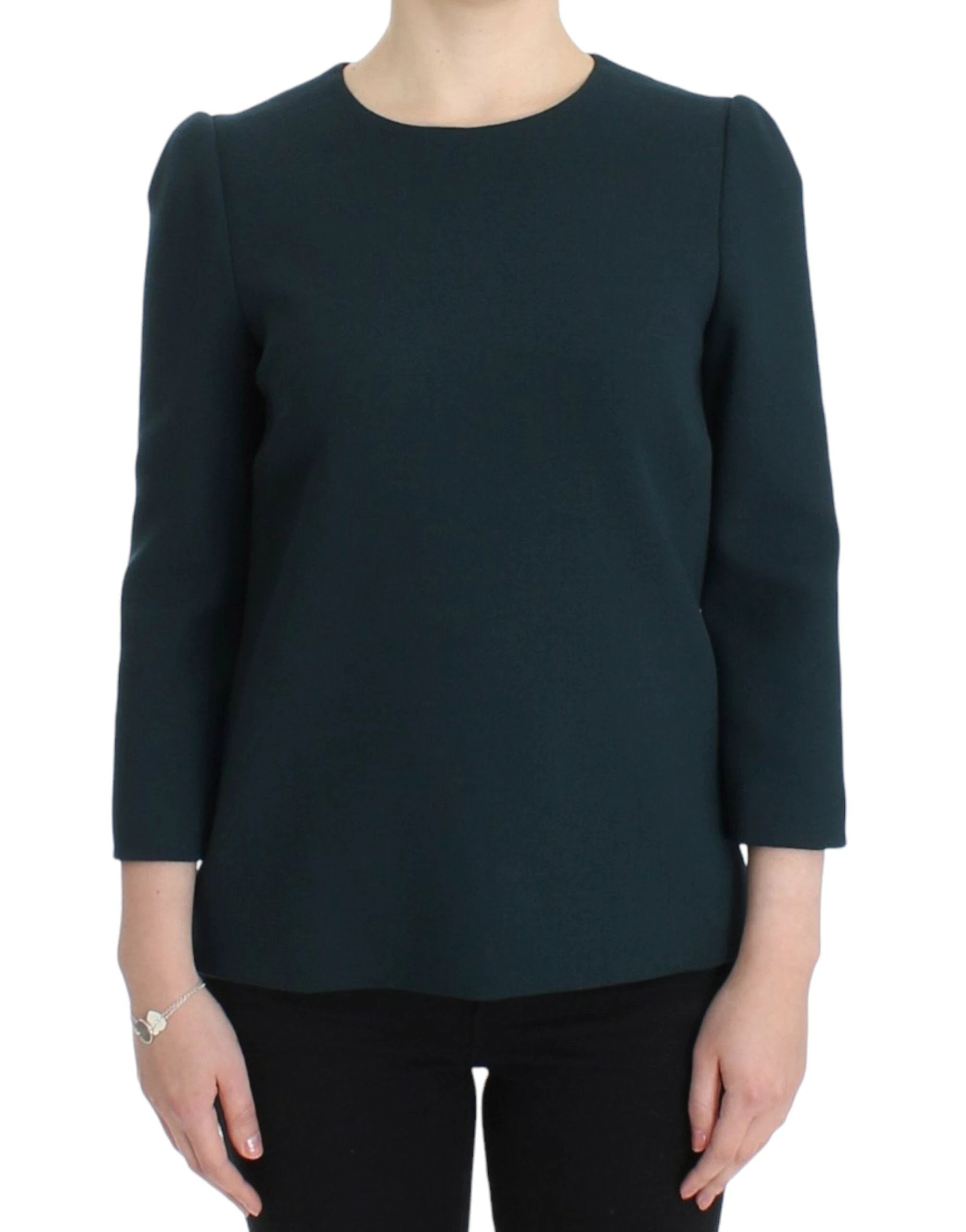 Dolce & Gabbana Green 3/4 sleeve wool blouse by Dolce & Gabbana