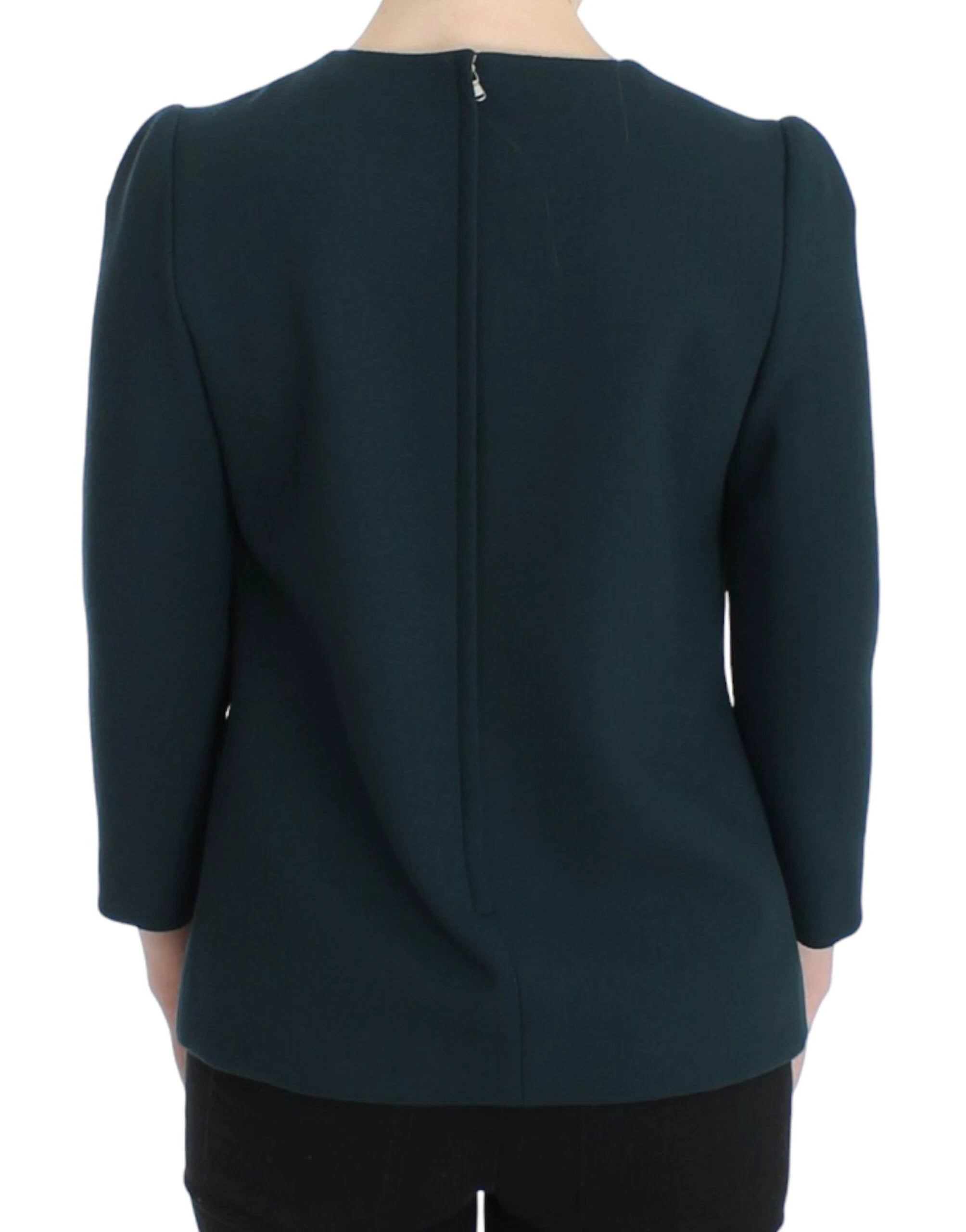 Dolce & Gabbana Green 3/4 sleeve wool blouse by Dolce & Gabbana