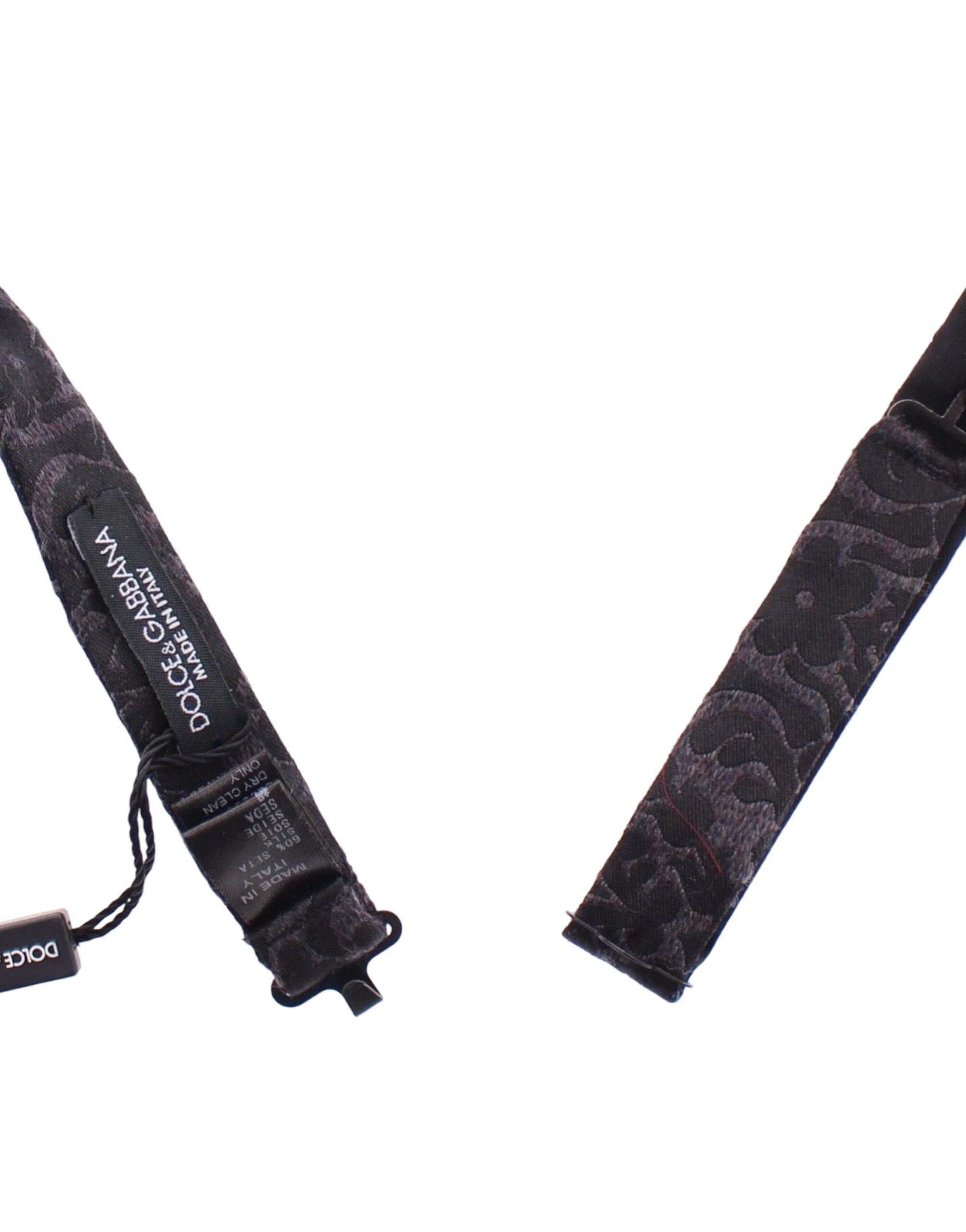 Dolce & Gabbana Gray Black Wool Bow Tie by Dolce & Gabbana