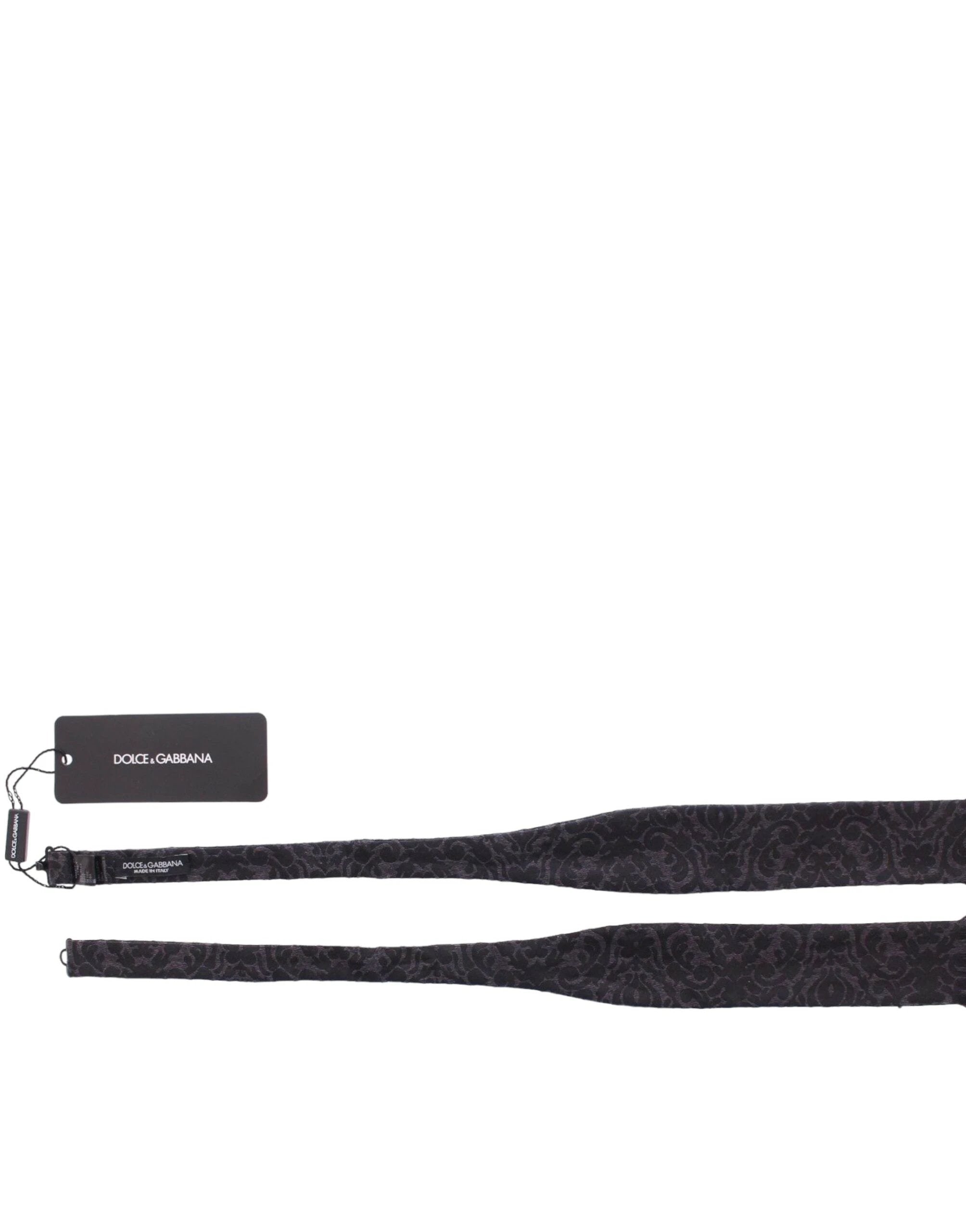 Dolce & Gabbana Gray Black Wool Bow Tie by Dolce & Gabbana