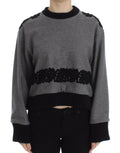 Dolce & Gabbana Gray Black Lace Wool Cashmere Sweater by Dolce & Gabbana