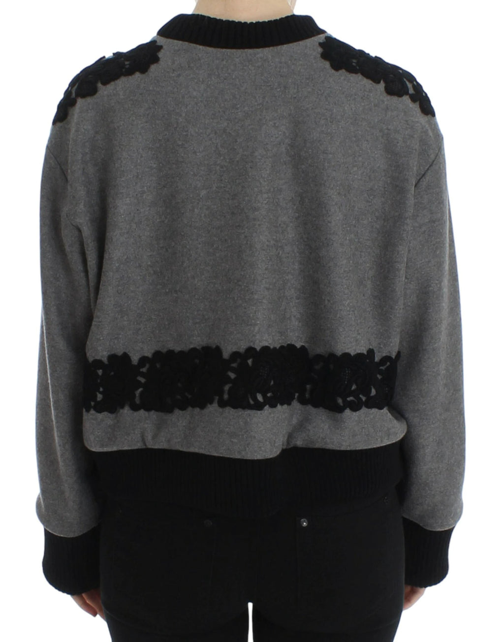 Dolce & Gabbana Gray Black Lace Wool Cashmere Sweater by Dolce & Gabbana