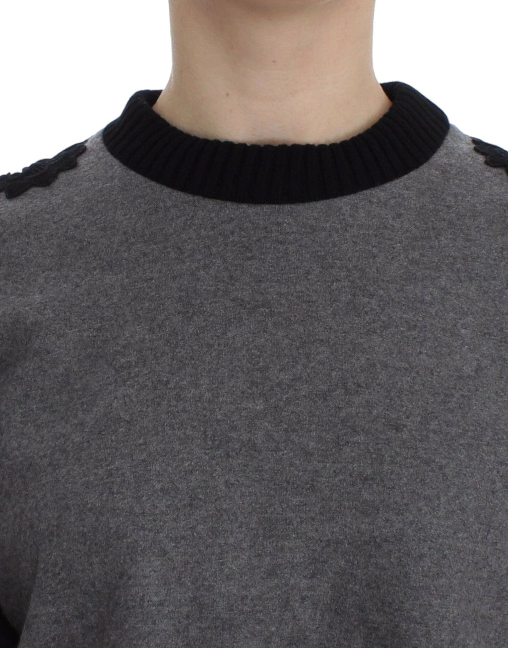 Dolce & Gabbana Gray Black Lace Wool Cashmere Sweater by Dolce & Gabbana