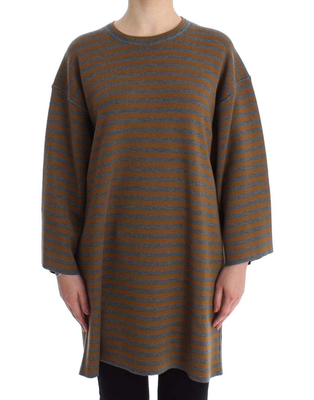 Dolce & Gabbana Oversized Gray Yellow Striped Sweater Top by Dolce & Gabbana