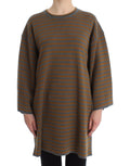 Dolce & Gabbana Oversized Gray Yellow Striped Sweater Top by Dolce & Gabbana