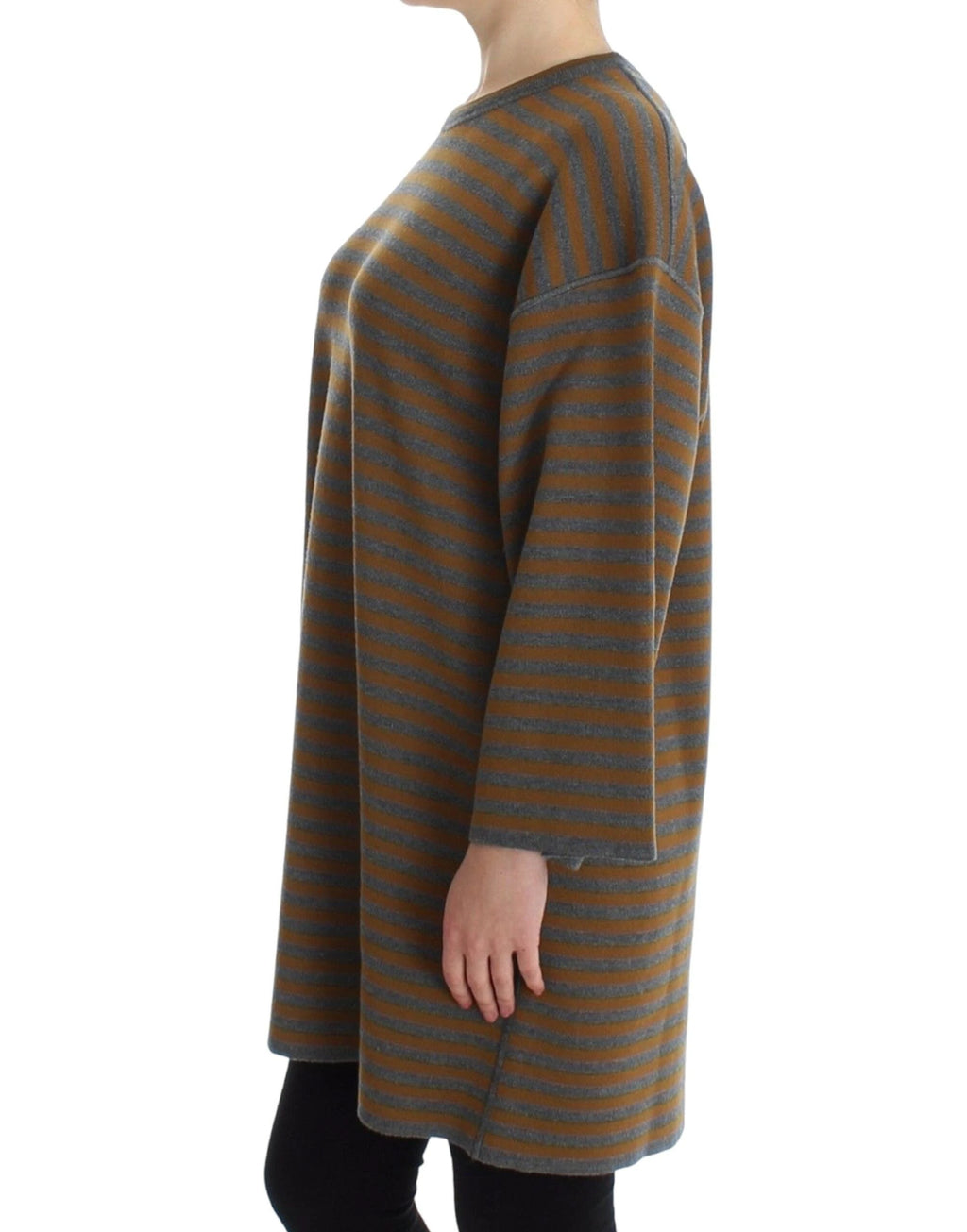 Dolce & Gabbana Oversized Gray Yellow Striped Sweater Top by Dolce & Gabbana